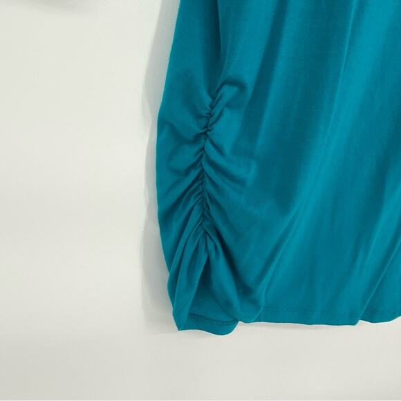 Made by Johnny Tunic Top Medium Rushed Side Costal Made in the USA Aqua - Picture 3 of 8